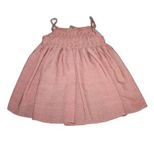 Davi & Dani Light Pink Smocked Tank Top – White Dot Print – Size M